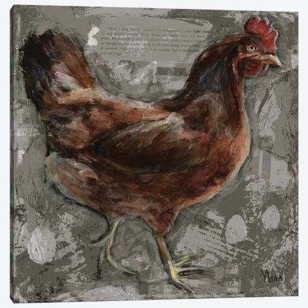 Red Hen Canvas Print #PTM12} by Patti Mann Canvas Art Print
