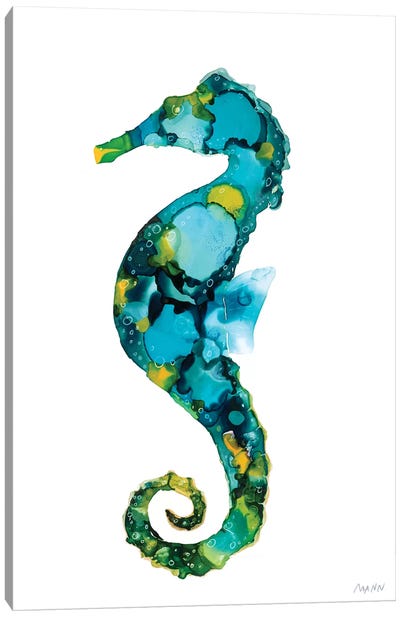 Seahorse Canvas Art Print - Kids Ocean Life Art
