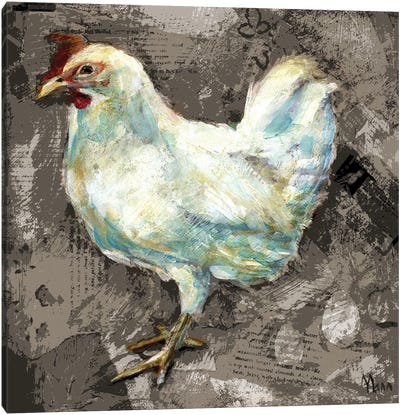 White Hen Canvas Art Print - Chicken & Rooster Art