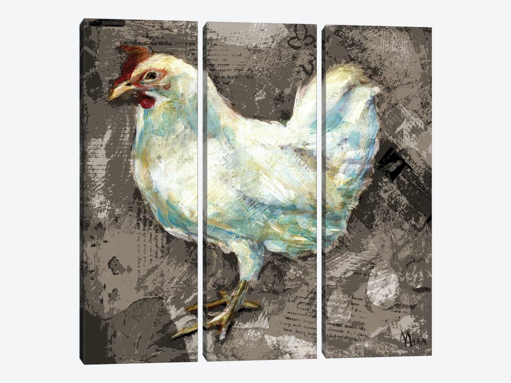 White Hen by Patti Mann 3-piece Canvas Art