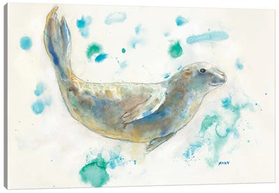 Ocean Freedom Canvas Art Print - Seal Art