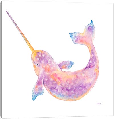 Happy Narwhal Canvas Art Print - Narwhal Art