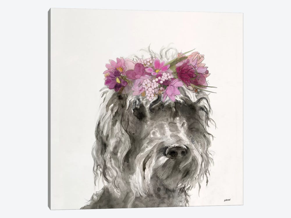 Flowered Pup I by Patti Mann 1-piece Canvas Print