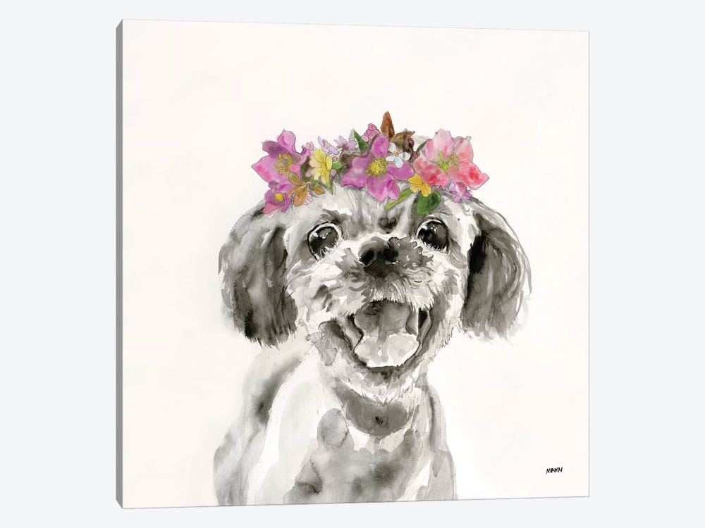 Flowered Pup II by Patti Mann 1-piece Canvas Artwork