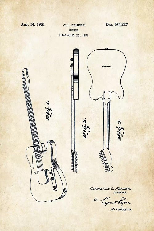 Fender Telecaster (1951) by Patent77 wall art