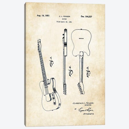 Fender Telecaster (1951) Canvas Print #PTN101} by Patent77 Canvas Artwork
