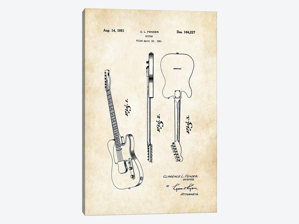 Fender Telecaster (1951) by Patent77 1-piece Canvas Art Print