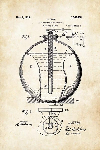 Engineering & Machinery Blueprints: Fire Extinguisher Grenade by Patent77