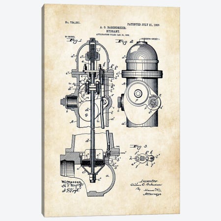 Fire Hydrant Canvas Print #PTN104} by Patent77 Art Print