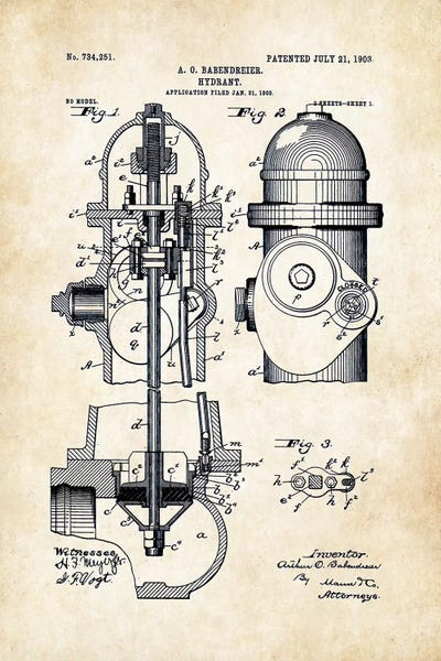 Engineering & Machinery Blueprints: Fire Hydrant by Patent77