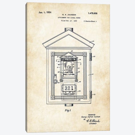 Fire Signal Box Canvas Print #PTN105} by Patent77 Canvas Print