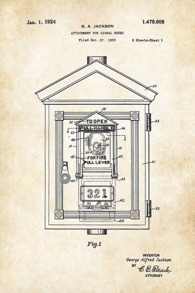 Engineering & Machinery Blueprints: Fire Signal Box by Patent77