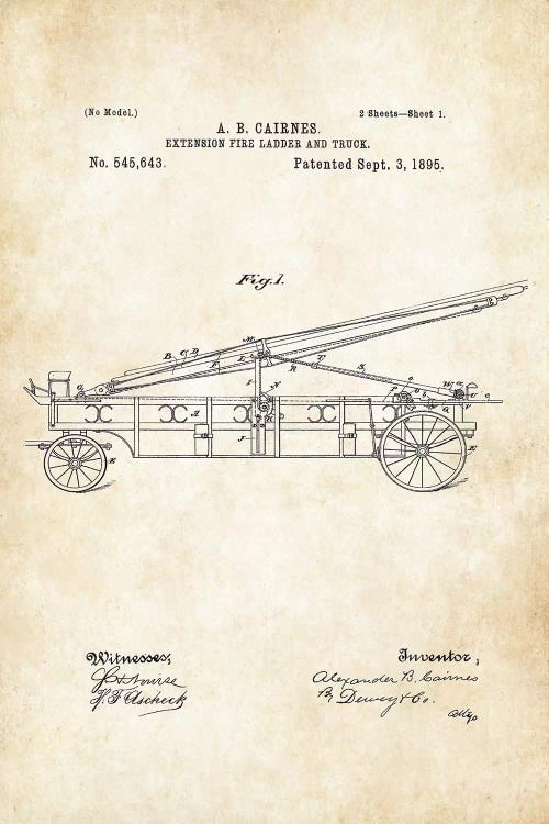 Fire Truck by Patent77 wall art