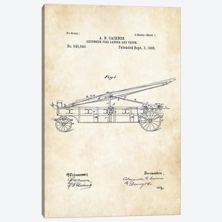 Fire Truck Canvas Print #PTN106} by Patent77 Art Print