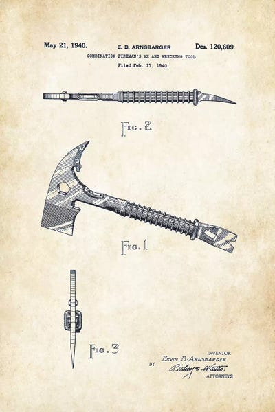 Engineering & Machinery Blueprints: Firefighter Axe by Patent77