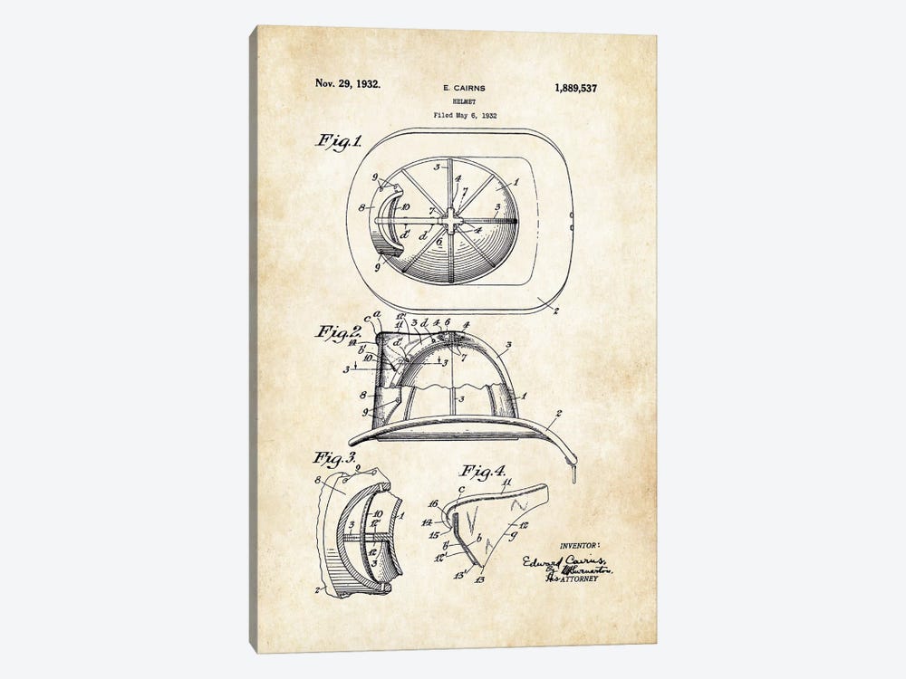 Firefighter Helmet by Patent77 1-piece Art Print