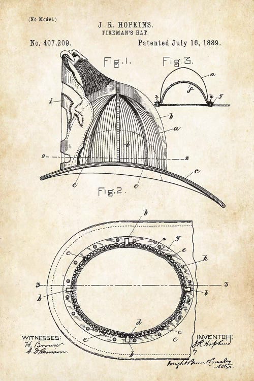 Firefighter Helmet by Patent77 wall art