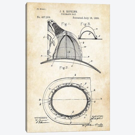 Firefighter Helmet Canvas Print #PTN110} by Patent77 Canvas Print