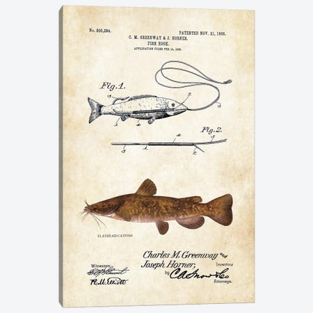 Flathead Catfish Fishing Lure Canvas Print #PTN114} by Patent77 Canvas Artwork