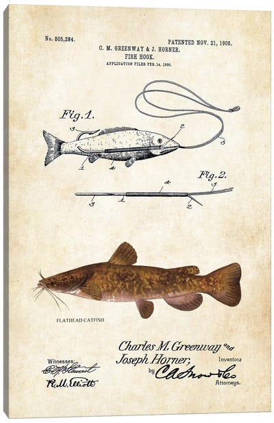 Flathead Catfish Fishing Lure Canvas Art Print - Sports Blueprints