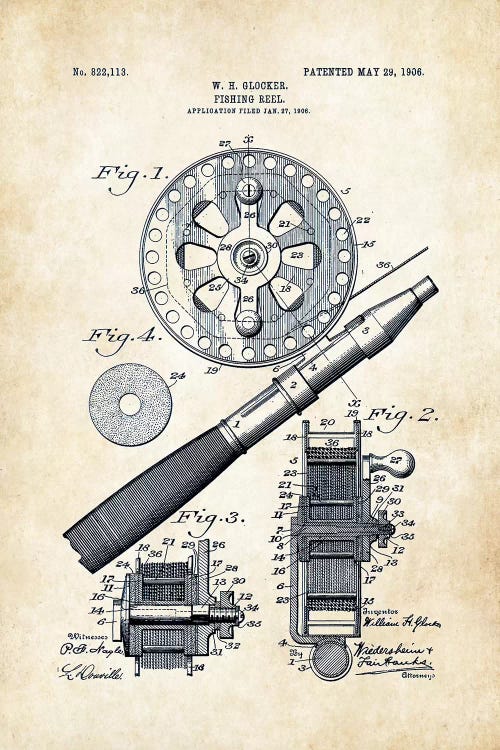 Fly Fishing Reel (1906) by Patent77 wall art
