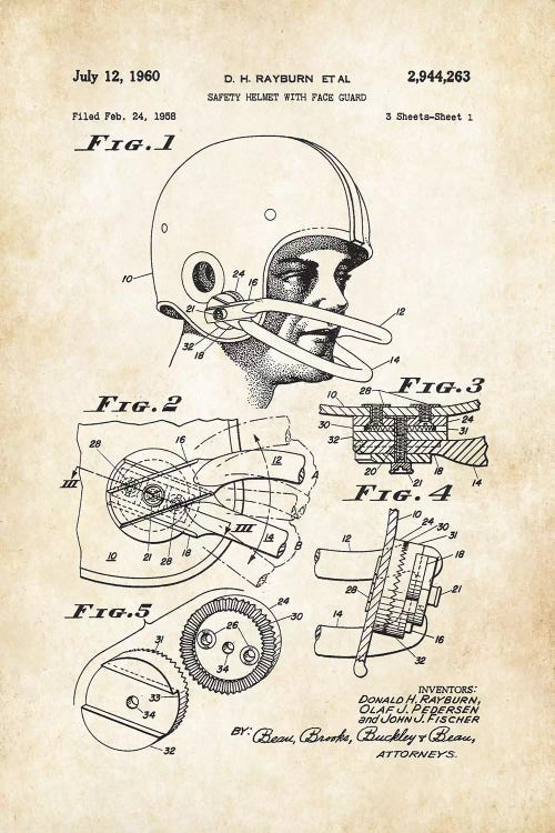 Football Helmet by Patent77 wall art
