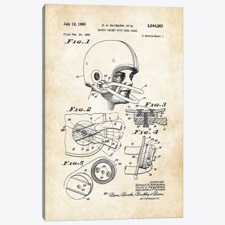 Football Helmet Canvas Print #PTN117} by Patent77 Canvas Artwork
