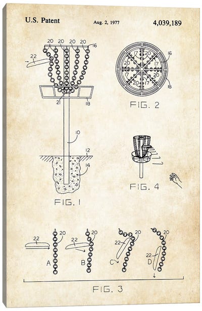 Frisbee Disc Golf Goal Canvas Art Print - Patent77