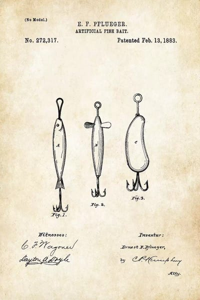 Sports Blueprints: Antique Fishing Lure by Patent77