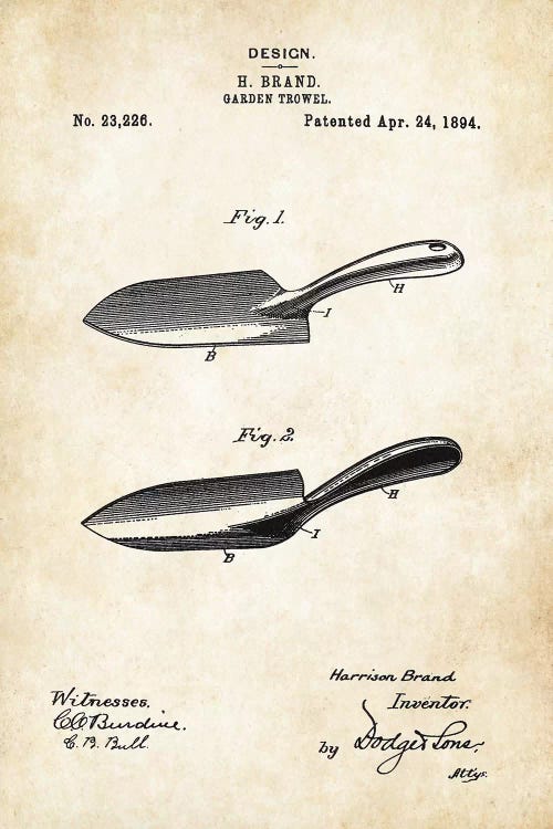 Garden Trowel by Patent77 wall art