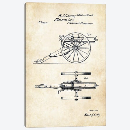 Gatling Machine Gun (1865) Canvas Print #PTN122} by Patent77 Canvas Artwork