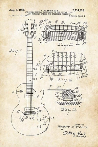Music Blueprints: Gibson Les Paul Guitar (1955) by Patent77