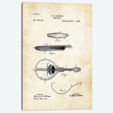 Gibson Mandolin Guitar Canvas Print #PTN124} by Patent77 Art Print