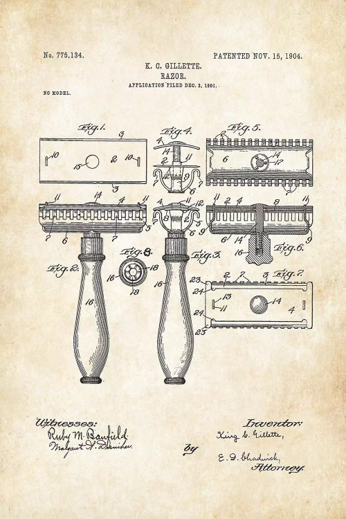 Gillette Razor Blade by Patent77 wall art