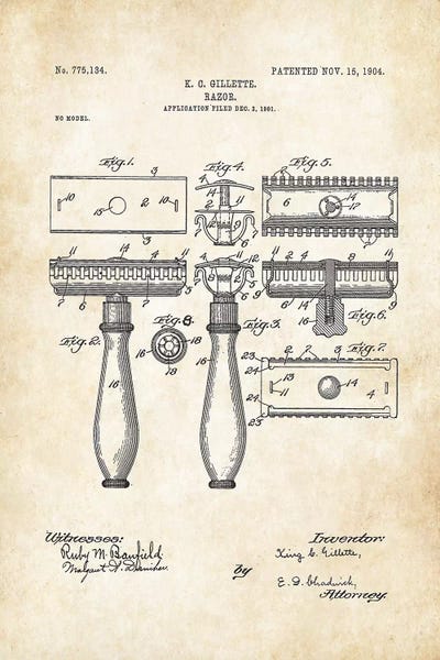 Beauty & Personal Care Blueprints: Gillette Razor Blade by Patent77