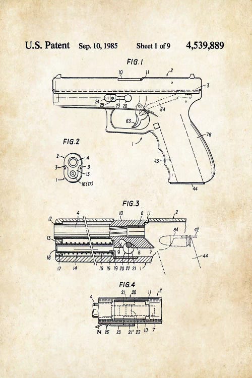 Glock Pistol by Patent77 wall art