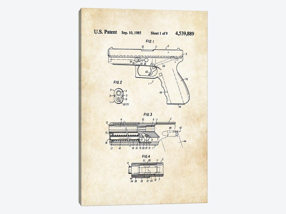 Glock Pistol by Patent77 1-piece Canvas Art