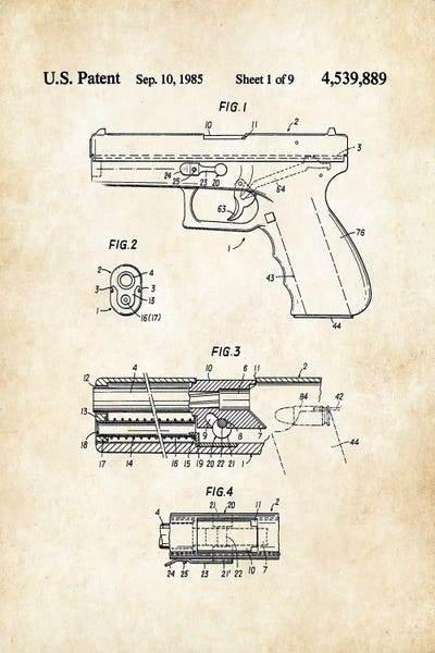 Weapon Blueprints: Glock Pistol by Patent77