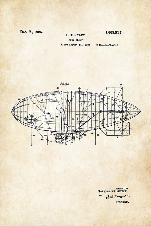 Goodyear Blimp by Patent77 wall art