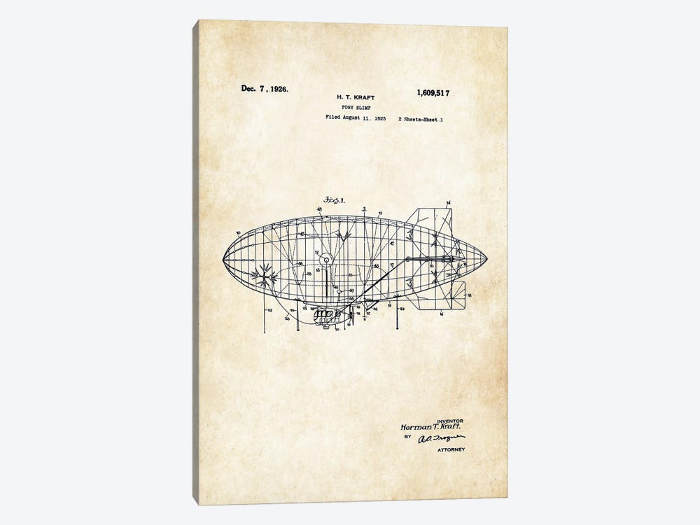Goodyear Blimp by Patent77 1-piece Canvas Print