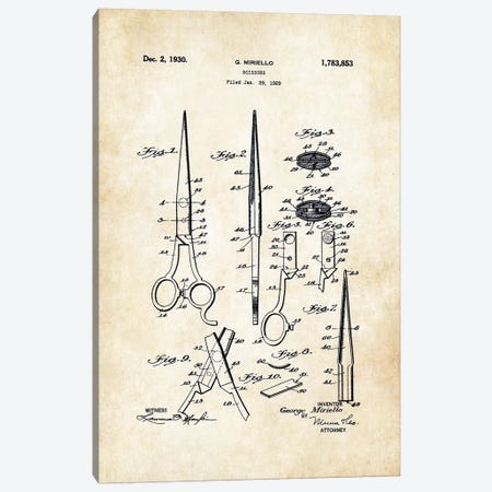Hair Stylist Scissors Canvas Print #PTN132} by Patent77 Canvas Art Print