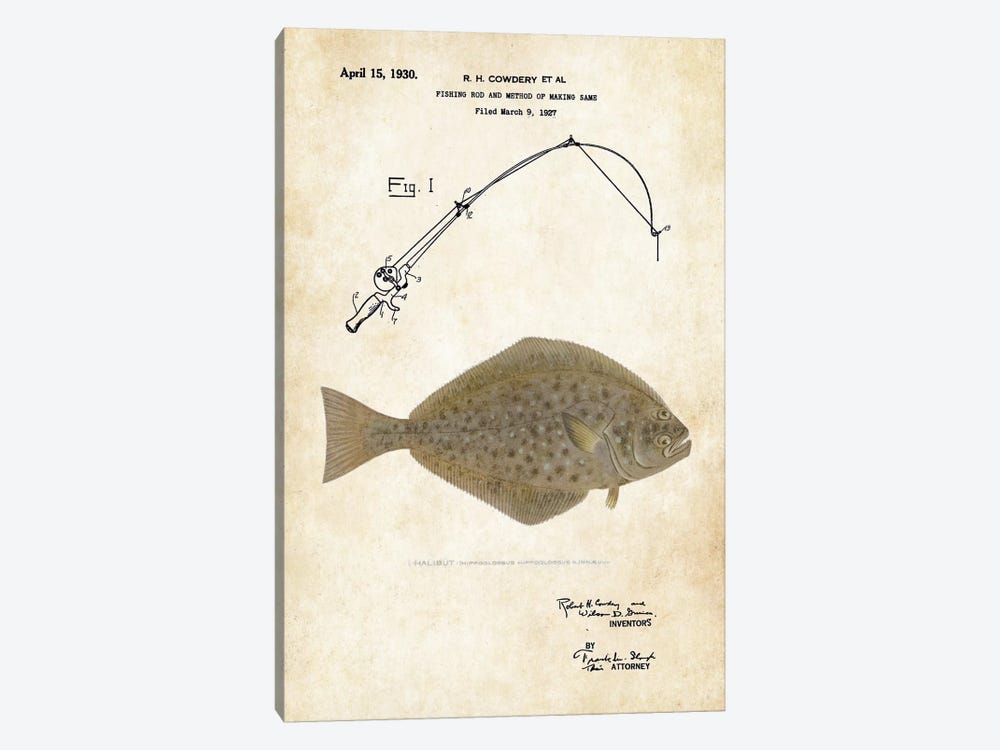 Halibut Fishing Lure by Patent77 1-piece Canvas Wall Art