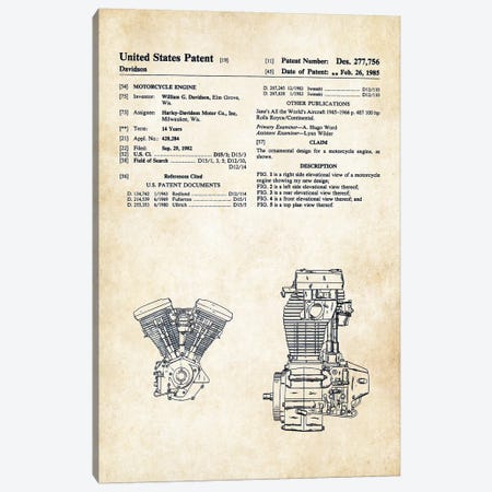 Harley Davidson Evolution Engine Canvas Print #PTN135} by Patent77 Canvas Wall Art