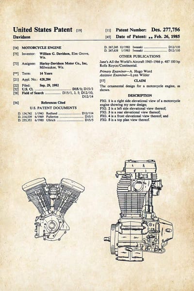 Motorcycle Blueprints: Harley Davidson Evolution Engine by Patent77