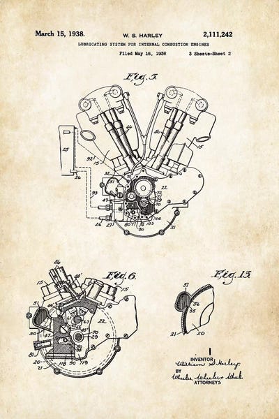 Motorcycle Blueprints: Harley Davidson Knucklehead Engine by Patent77