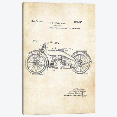 Harley Davidson Motorcycle (1924) Canvas Print #PTN138} by Patent77 Canvas Art Print