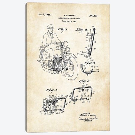 Harley Davidson Motorcycle (1934) Canvas Print #PTN139} by Patent77 Art Print