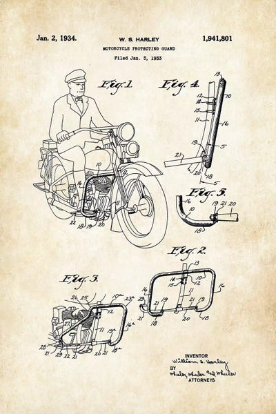 Motorcycles: Harley Davidson Motorcycle (1934) by Patent77