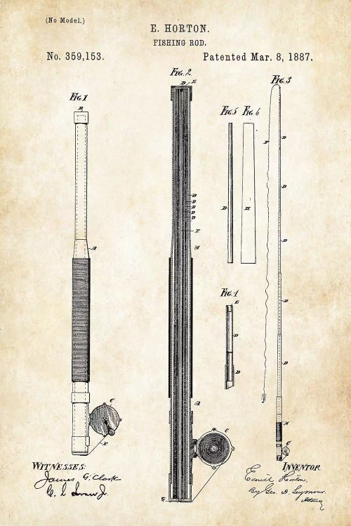 Antique Fishing Rod by Patent77 wall art