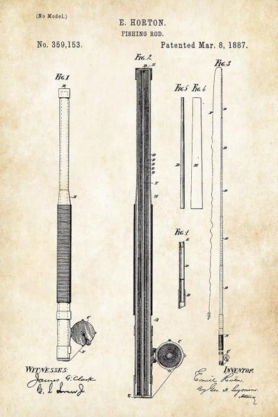 Sports Blueprints: Antique Fishing Rod by Patent77